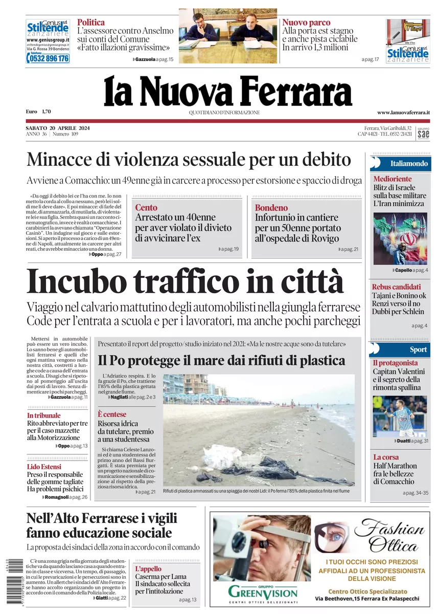 Prima-pagina-nuova ferrara-oggi-edizione-del-2024-04-20